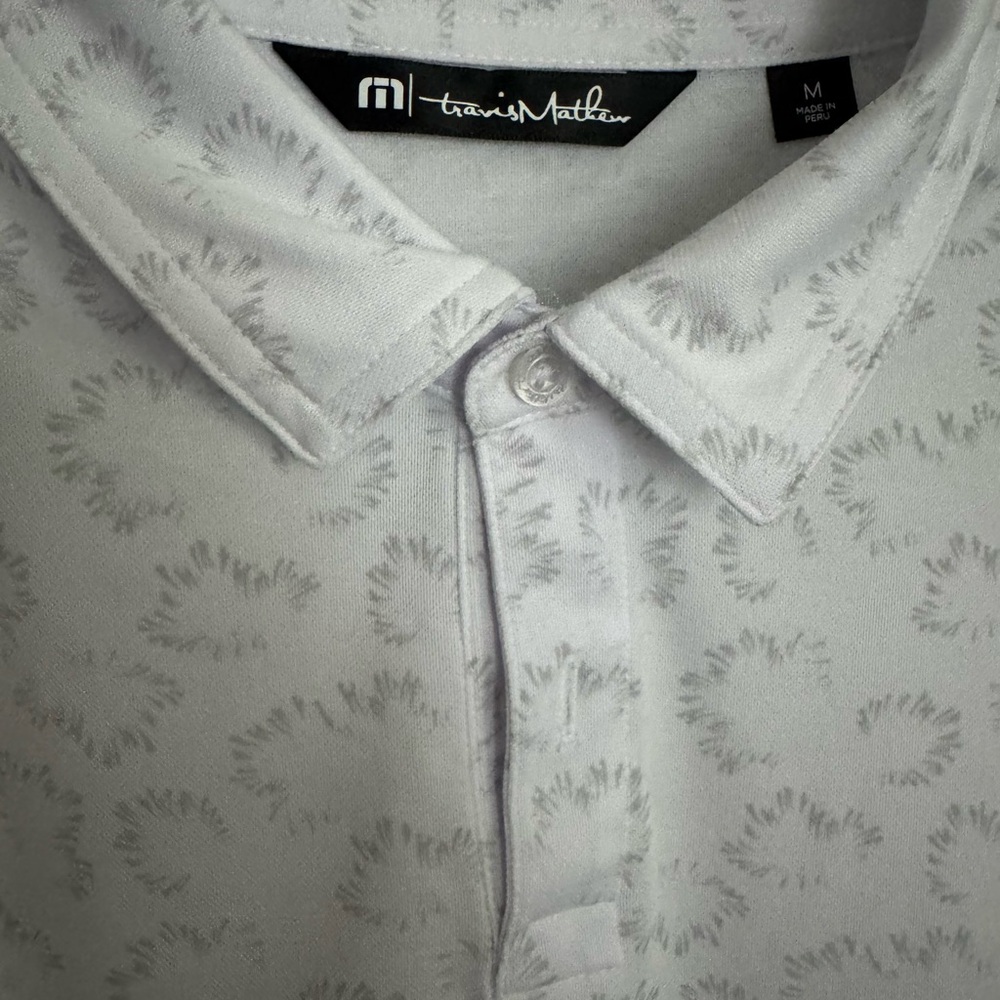 Travis Mathew Men's Light Gray Patterned Polo